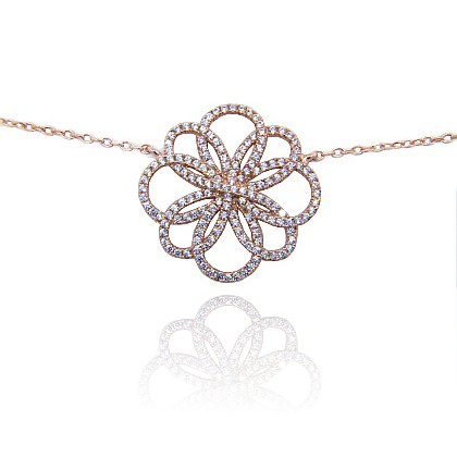 conjunto flor con piedras rosado